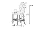 Charcoal Fabric Set of 2pc Counter Height Dining Chairs Contemporary Plush Cushion High Chairs Nailheads Trim Tufted Back Chair Kitchen Dining Room