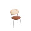 Dining Room Chairs, Modern Industrial Upholstered Chairs Mid Century Leisure Chair with Rattan Backrest for Kitchen Living Room Wine Bar (Set of 2)